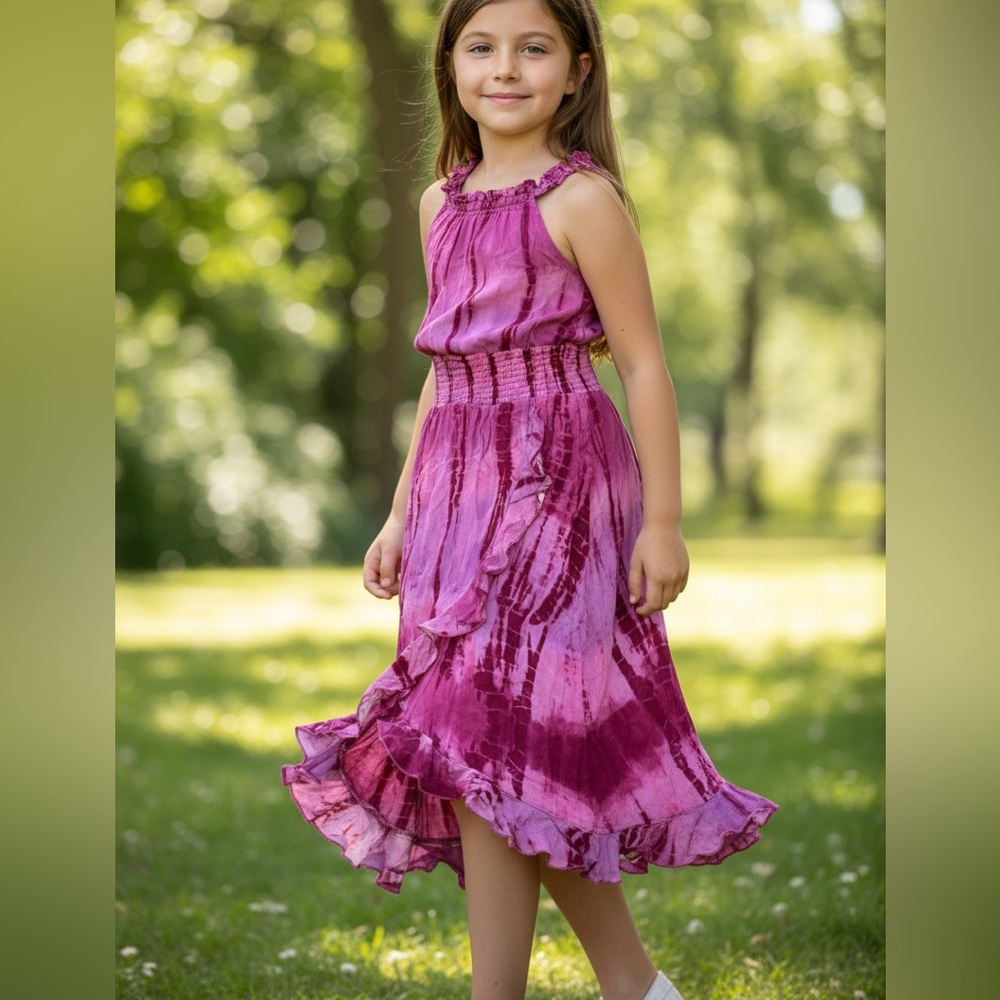 Girls pink Justice tie dye skirt